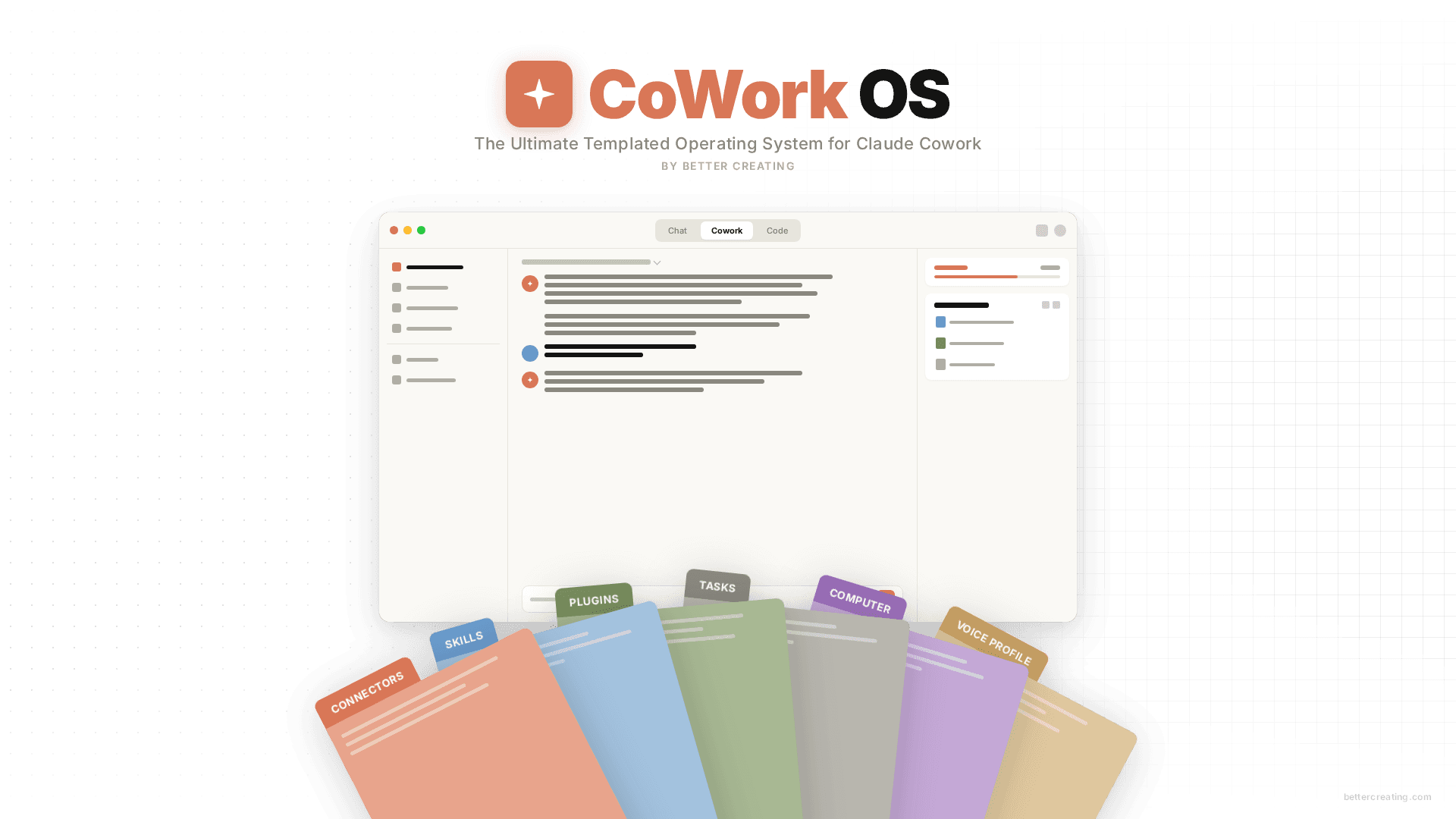 CoWork OS for Claude — the Claude window with its skills, plugins, tasks and voice profile.